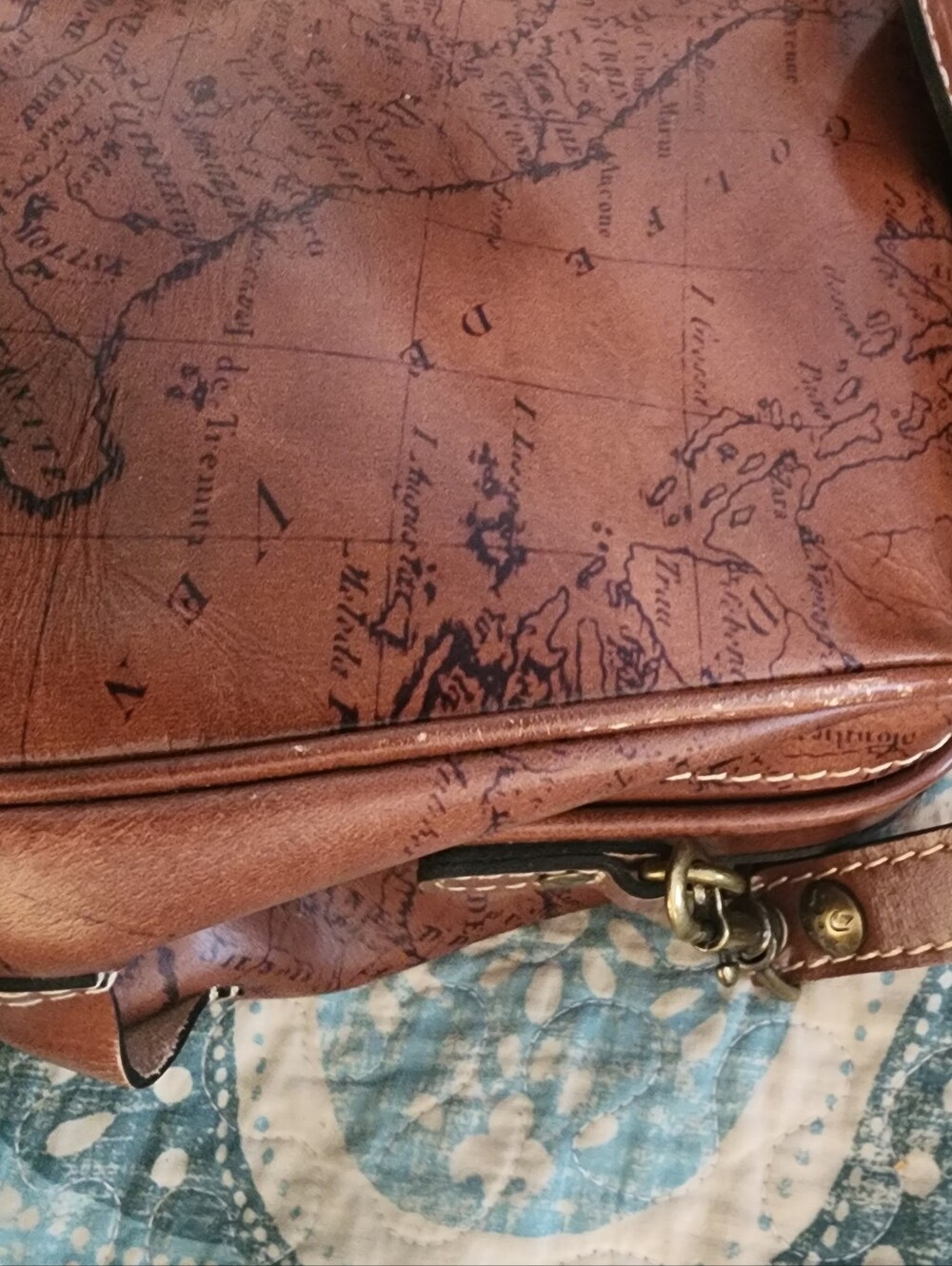 Patricia Nash Vaneto Kiss Lock Brown Map-Print Leather Crossbody Bag - Picture 11 of 14